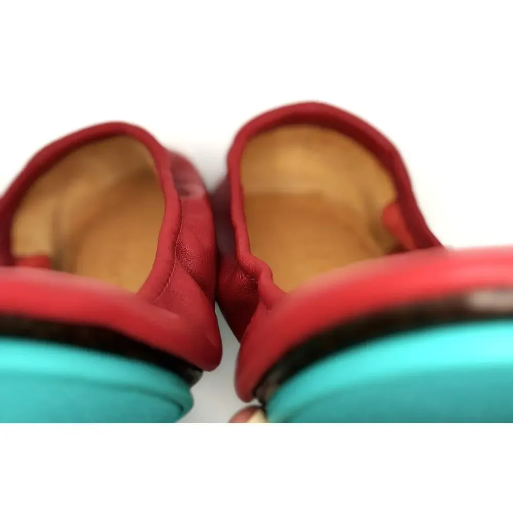 Tieks by Gavrieli Poppy Red Leather Ballet Flats Women's Size 8 Foldable Shoes